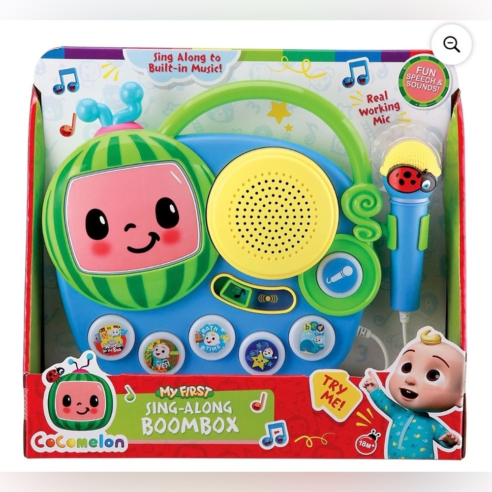 Cocomelon Toy Singalong Boombox with Microphone for Toddlers Built-in Music